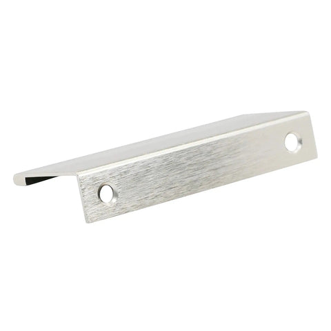 Side view of Finger Edge Pull Handle Set, 10 Pack, brushed stainless steel finish, lightweight aluminum drawer and cabinet front hardware.