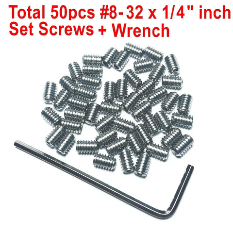 50-Piece 8-32 X 1/4 Inch Stainless Steel Allen Head Set Screws With 5/64 Inch Allen Wrench, Hex Socket Grub Screws, 304 Stainless