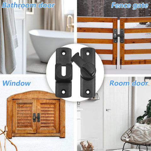 Image showing a No Fuss Versatile Privacy And Security Door Latch for barn doors, cabinets, bathrooms, garages with 90 or 180 degree flip lock