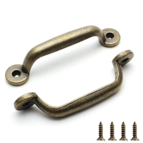 10 Pieces Zinc Alloy Vintage Pull Handles Set With Mounting Screws Small Antique Cupboard Drawer Pulls, bronze finish, 3 inch spacing.