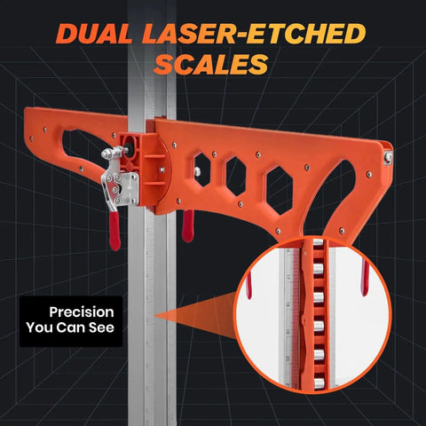 Foldable Drywall Cutter Tool For Home Renovation With Laser Etched Dual Scale Cuts One Quarter Inch, Three Eighths Inch