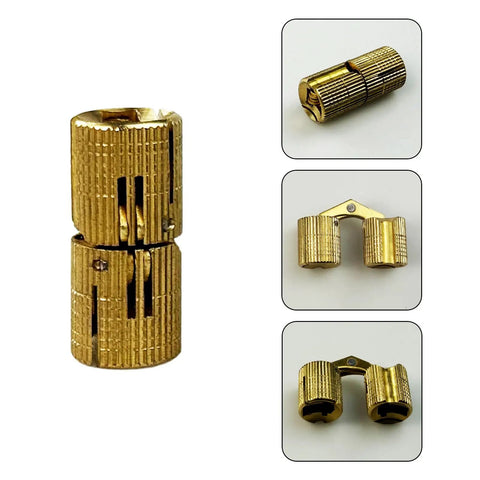 10Pcs Brass Hidden Barrel Hinges For Jewelry Boxes And Small Cabinets, 180 Degree Opening, Invisible Cabinet Hardware For DIY Craft Projects M14x31mm For Crafty Folks, showing detailed close-up and open views
