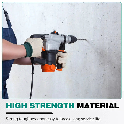 Lengthening 2 Pack 1 Inch By 14 Inch Rotary Hammer Drill Bit Set For Concrete And Masonry SDS Plus Carbide Tipped For Brick Cement Stone Block And More Heavy Duty Construction Grade Pro Drill Bits in use with rotary hammer drill on concrete wall