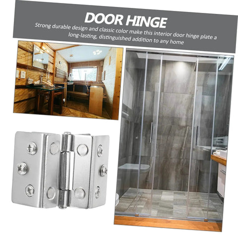 Double Sided Stainless Steel Glass Door Hinges for display cabinets, heavy duty, rust resistant, shown close-up and installed on glass door