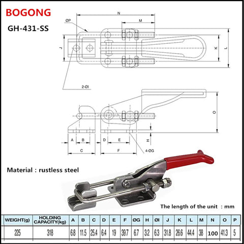 Quick Release Toggle Clamp With Adjustable Span For Vertical Clamping, Delivers 318 Kg (700 Lb) Holding Power For Woodworking