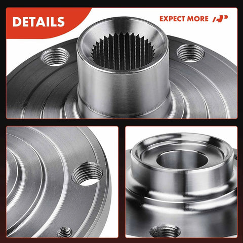 Close-up of Beefy Front Wheel Hub Assembly Pair For Volkswagen Passat 1998-2005 And Audi A4 1997-2002 Quattro Direct Fit Replacement