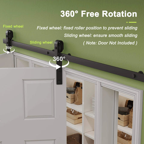 40 Inch Bifold Barn Door Hardware Kit For Double 18 Inch Bifold Doors 3.3 Foot Track System with 360° rotation installed