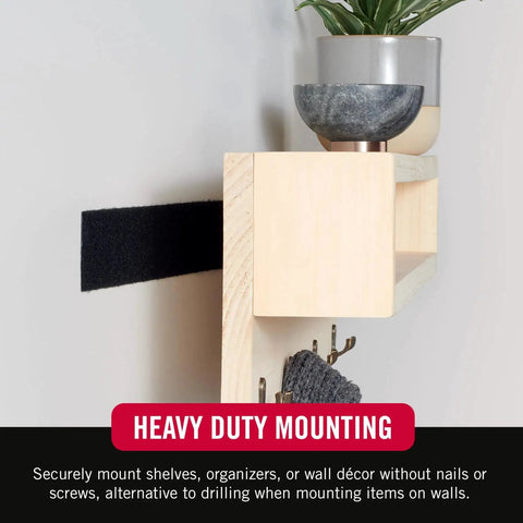 Heavy Duty Tape Roll With Sticky Back Hook And Loop Fasteners For Indoor Outdoor mounted on wall for shelf support
