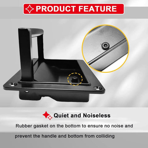 Recessed Door Pull Handles Set Of 2 In Black Zinc Alloy Folding Flush Lift Ring Design with rubber gasket for noise reduction