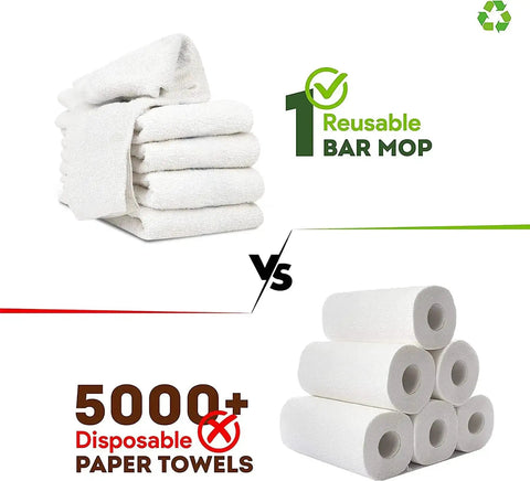 Comparison of Linen Terry Bar Mop Towels 14x17 White Value Pack Of 60 Absorbent And Durable Multipurpose Cleaning Rags to paper towels