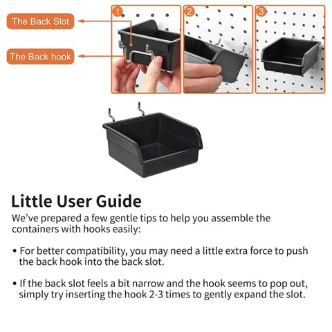 Step-by-step guide for installing 12 Pack Pegboard Bins And Cups Set For One Eighth And One Quarter Inch Pegboard Wall Organizer