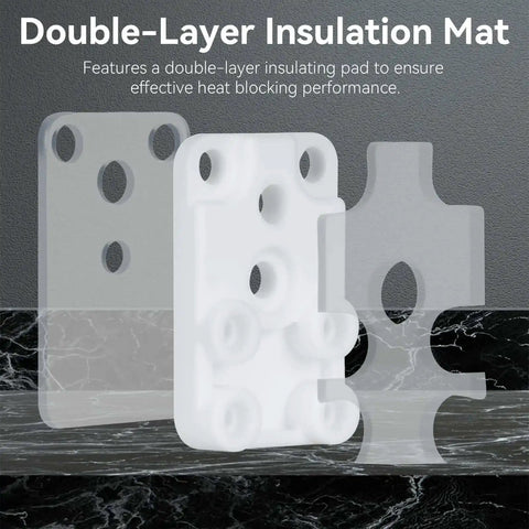Double-layer insulation mat for Ceramic Zirconia Hotend Upgrade Kit, featuring heat blocking performance on marble background.