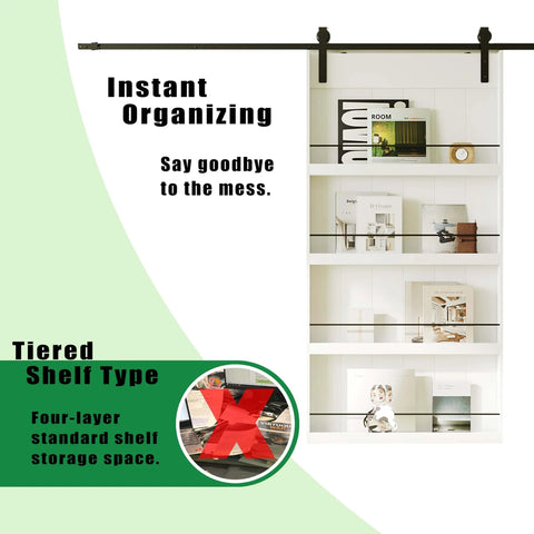 72 Inch Double Sliding Barn Door With Shelf Style, showing built-in shelf storage, 84 Inch Tall, part of primed MDF door design.
