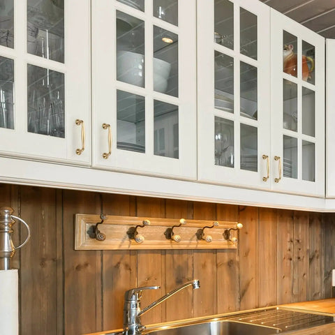 Modern kitchen with white cabinets featuring 10 Pack 3.75 Inch Champagne Bronze Cabinet Handles Made From Solid Zinc Alloy For Cupboards