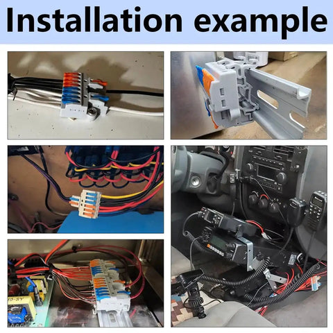 Installation of Three In Fifteen Out Lever Terminal Block Kit with high capacity connectors for heavy duty wiring distribution.