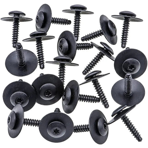 20 Piece Fender Liner Splash Shield Bolt Set For GM Cars Including Chevrolet Camaro Colorado Cruze Equinox Malibu Traverse Impala Cadillac ATS CT6 CTS XT5 XTS Rexka Pro Grade Rocker Molding Wheelhouse Bumper Cover Bolts And Lower Bolt Hardware.