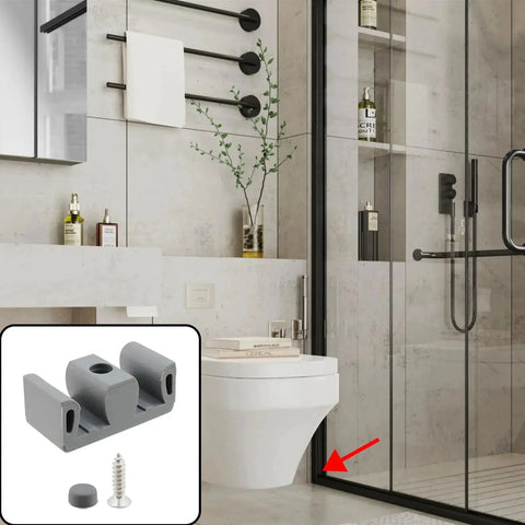 Framed Sliding Shower Door Bumpers Set, Silicone And Plastic Protectors for Glass Shower Doors installed in bathroom
