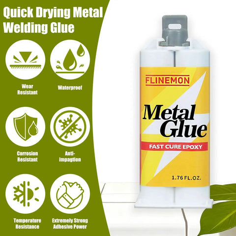 Liquid Metal Glue Epoxy Adhesive For Heavy Duty Bonding Waterproof Metal Repair And Restoration Of Aluminum, Steel, Iron, Wood Filler And Plastic 1.76 Oz tube