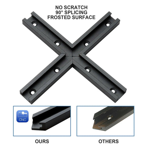 Beefy Aluminum T Track 3 Inch Intersection Kit For Woodworking Double Cut Profile With Pre Drilled Mounting Holes 6063 Alloy