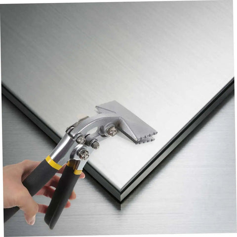 3 Inch Hand Seamer Metal Bending Tool For Sheet Metal And Roofing Straight Jaw Pliers in use on metal sheet