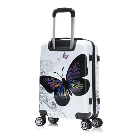 Butterfly Print Spinner Luggage With Lightweight Hardside ABS PC Exterior And Scratch Resistant Finish, 20 Inch Carry On Suitcase