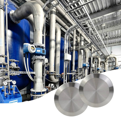 Two stainless steel sanitary end caps for tri-clamp piping, 1.5 in tube OD (38 mm)
