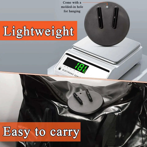 Jiffy Stand Coaster Kickstand Pad for Harley motorcycles on scale showing 181 grams, highlighting lightweight and easy to carry features.