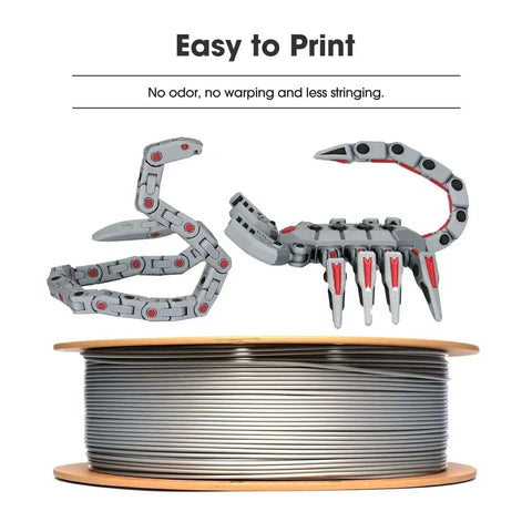 PLA Basic Filament 1.75mm For Fast Printing On High Speed 3D Printers 1kg Black Spool with 3D printed scorpion model