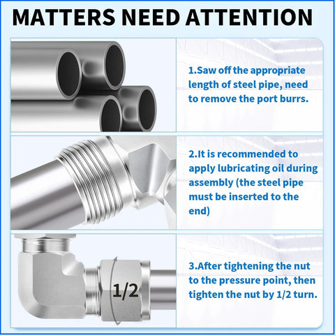 ChillWaves 304 stainless steel compression tube fitting, 1/4" OD x 1/4" OD 90-degree elbow, 2-pack.