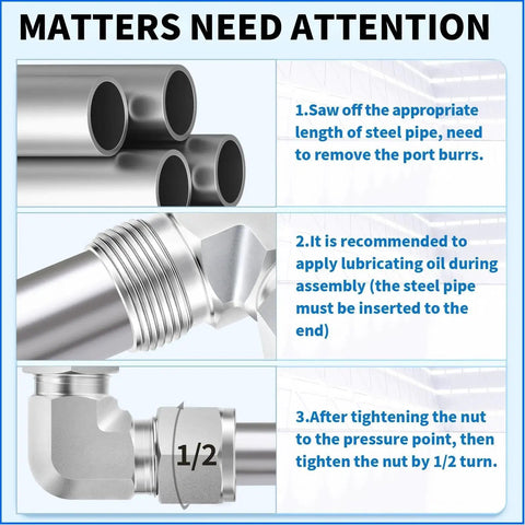 Steps for installing a Premium Stainless Steel 304 90 Degree Elbow Compression Tube Fitting One Quarter Inch Tube OD Two Pack ChillWaves.