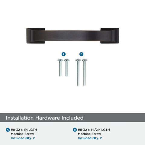 Oil Rubbed Bronze Cabinet Pull 3 Inch Center To Center 4 3/8 Inch Overall Length Transitional Candler Drawer Pull with screws