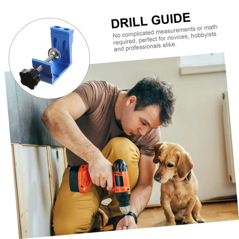 Man using a Pocket Hole Jig Angle For Precise Pocket Woodworking Do It Yourself Friendly Cabinet And Furniture Assembly Tool