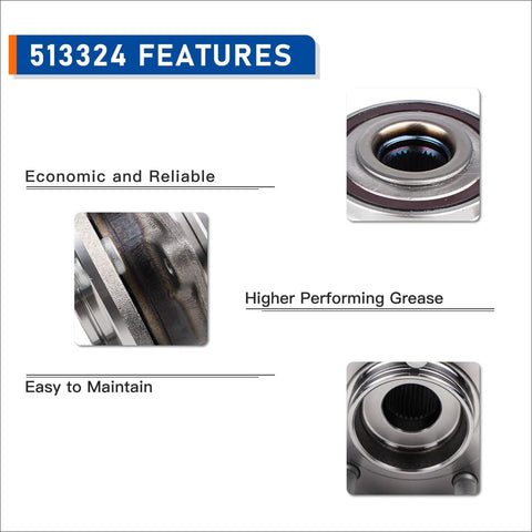 Close-up of 513324 Front Wheel Hub And Bearing Assembly features for Jeep Grand Cherokee 2011-2021 and Dodge Durango 2011-2023.
