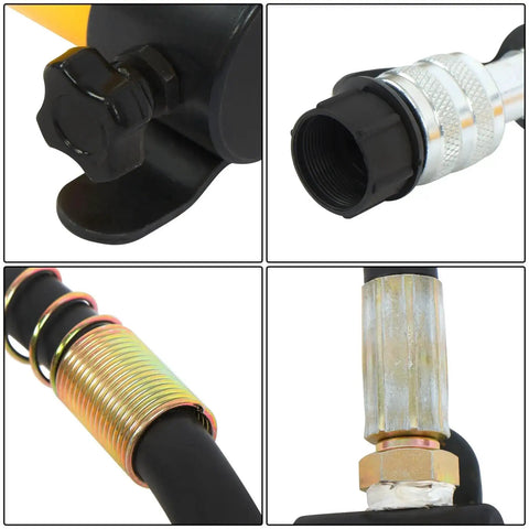 Close-up of components from the 15 Ton Hydraulic Knockout Punch Kit With Half Inch To Four Inch Conduit Cutter, Beefy Heavy Duty Punch Driver Tool.