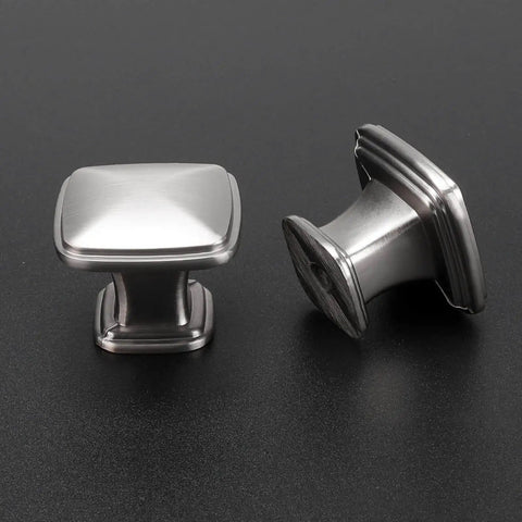 5 Pack Brushed Nickel Cabinet Knobs 30mm Square Zinc Alloy Drawer Pulls For Kitchen Cupboards And Dressers front view