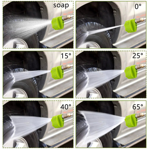 2 Pack Six In One Pressure Washer Nozzles With Quarter Inch Quick Changeover And Adjustable Plug Connect Up To 4000 PSI Six Spray Patterns For Cars