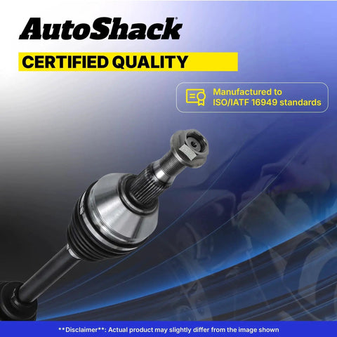 Close-up of a Front CV Axle Shaft Left And Right Replacement For 2015-2019 Hyundai Sonata And 2016-2020 Kia Optima 2 Piece Set Built Beefy And Durable With Corrosion Resistant Axles And Smooth Torque Transfer