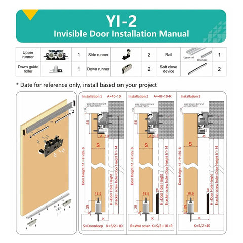 Guide for installing 48 Inch Concealed Sliding Barn Door Hardware Kit For Interior Wooden Doors Heavy Duty Hidden Track System