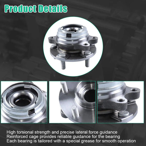 Front Wheel Bearing Hub Assembly Set 2Pcs 513296 Fits Altima 2007-2018, Maxima 2009-2019 with 5 Lug ABS 32 Spline details
