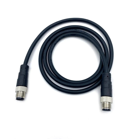 16.4ft M12 8 Pin A Code Double Male Connector Cable 5M AWG24 PVC Wire Industrial Molded Cable IP67 Threaded Lock 30V 2A