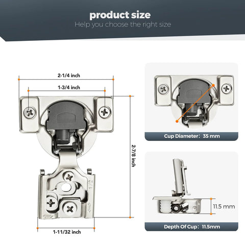 Home Expert 10-pack satin-nickel concealed hinges, soft-close, 1/2-inch overlay, 35 mm cup, face-frame
