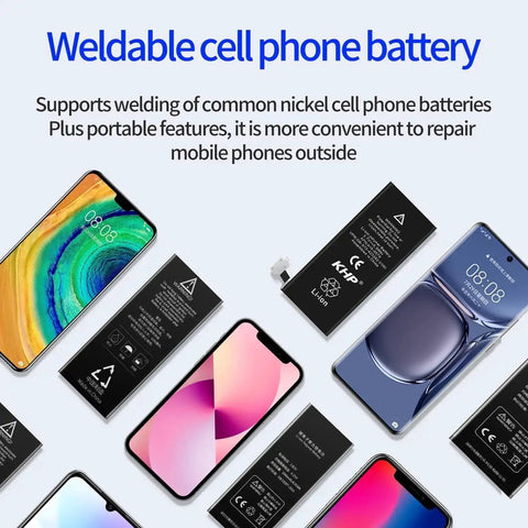 Weldable cell phone batteries and smartphones, supports nickel cell phone battery welding with portable features