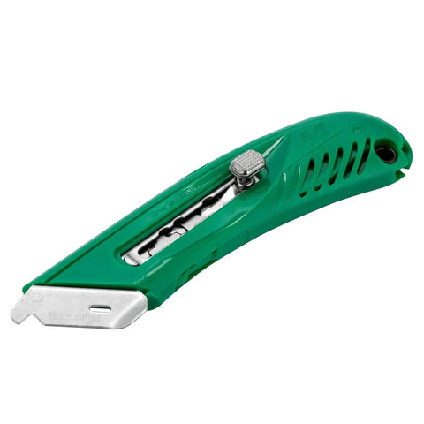 Retractable Safety Cutter Pro Grade With Ergonomic Grip Built For Warehouse And Retail Cutting S4R By Pacific Handy Cutter Bladeless Tape Splitter And Steel Guard For Safe Package Handling And Hands Protection While Boosting Speed And Precision Green.