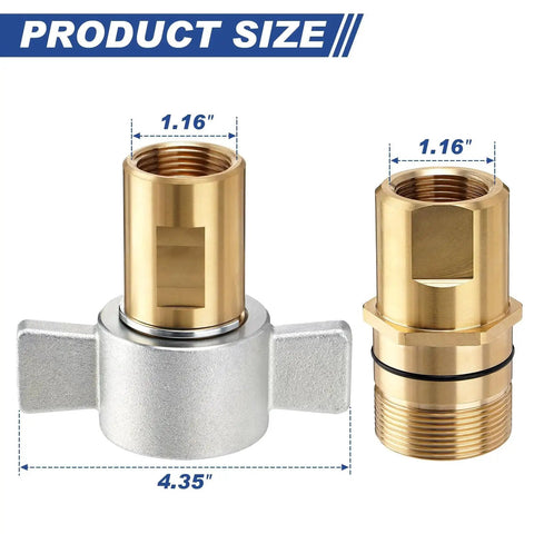 Heavy Duty 1 Inch NPT Wet Line Wing Nut Hydraulic Quick Disconnect Coupler Set dimensions with brass body, NBR seals
