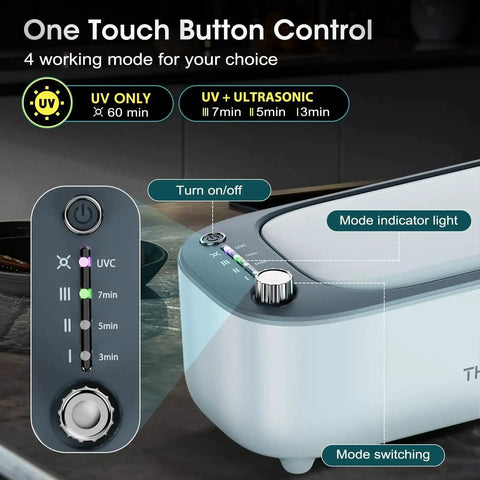 Control panel of Pro Grade Ultrasonic Jewelry Cleaner With UV Light For A Deep Clean And Variable Frequency 47KHz To 50KHz