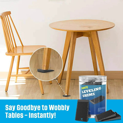 Non Slip Rubber Furniture Levelers Shims, 32 Piece Jar, 2 Inch Wedges under table leg to stabilize