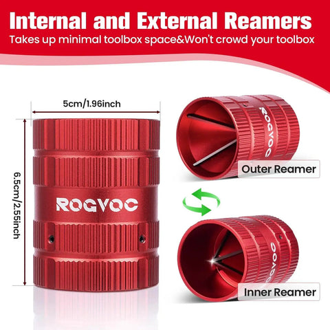 Deburring Tool For Pipe Chamfering And Deburring Reamer With Four Solid Cutting Edges Fits 1/4 Inch To 1-5/8 Inch Tubes For PVC Copper And Aluminum Pipes Red