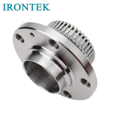 Close-up of Beefy 2 Piece Rear Wheel Hub And Bearing Kit With ABS showing 5-bolt design and metal construction.