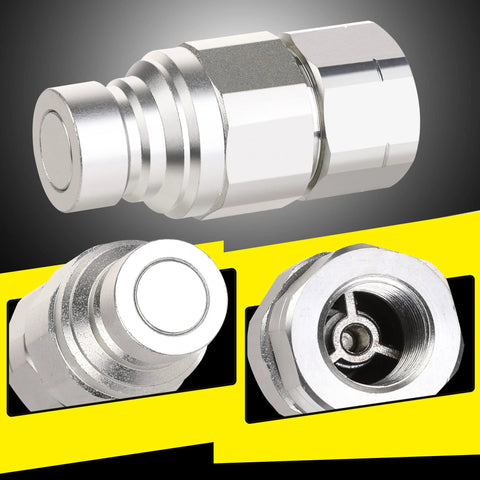 ANCIMOON 1/2 in NPT skid steer hydraulic quick-connect coupler set with Bobcat flat-face fittings and 2 dust covers