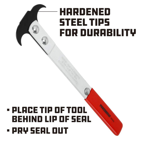 Heavy Duty Seal Puller For Effortless Oil And Grease Seal Removal With Dual Hardened Tips and Ergonomic Comfort Grip Handle, red finish